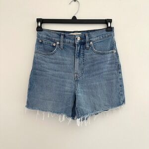 Madewell Jean Shorts Womens Size 27 Raw Hem Denim High Rise Cut Off Summer 4"